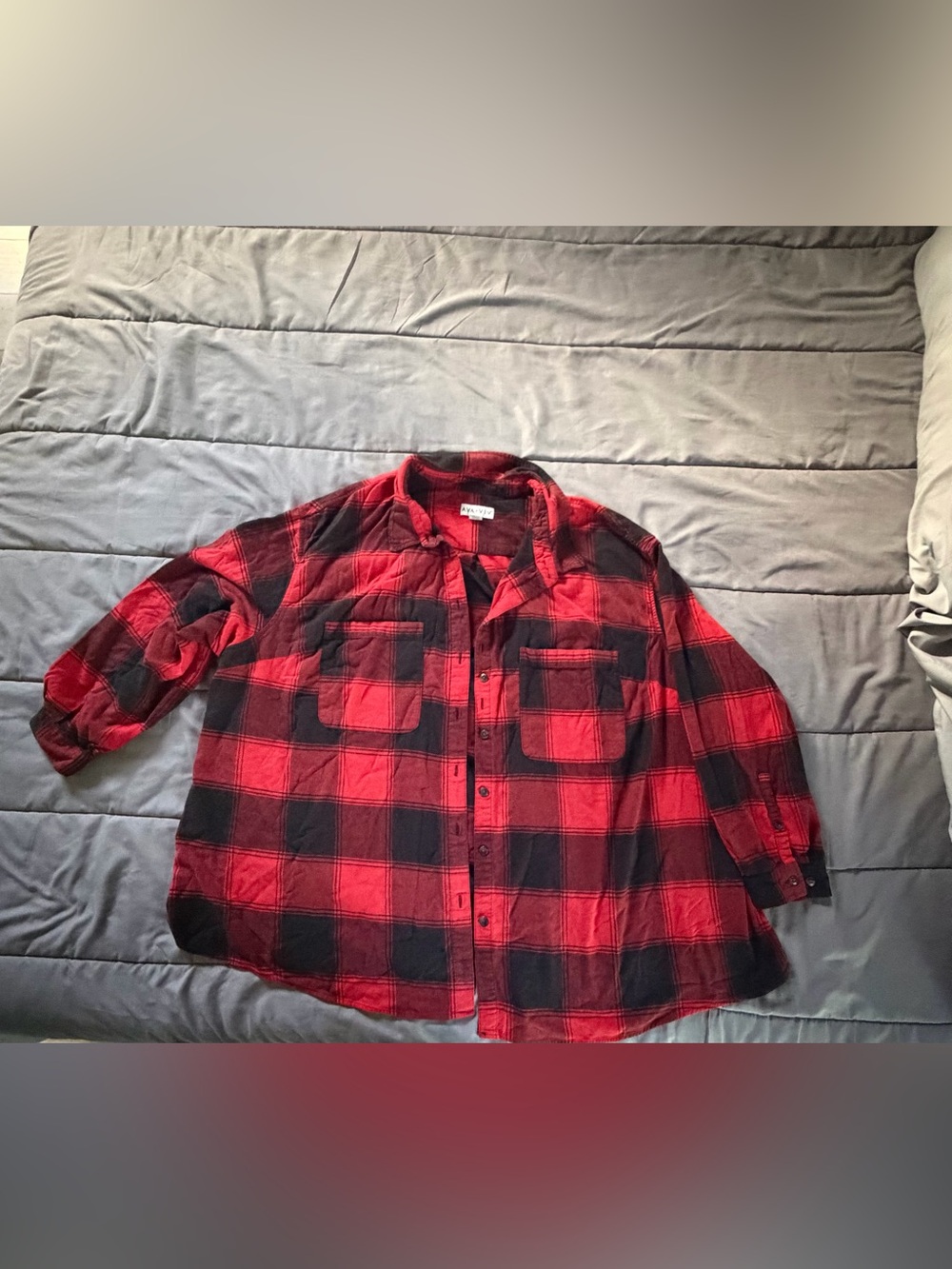 Ava & Viv Red and Black Plaid Button-Up Shirt